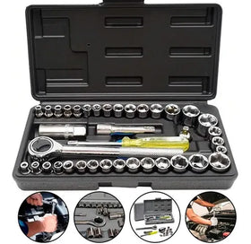 40-Piece Chrome Vanadium & Stainless Steel Tool Kit Set – Portable & Practical