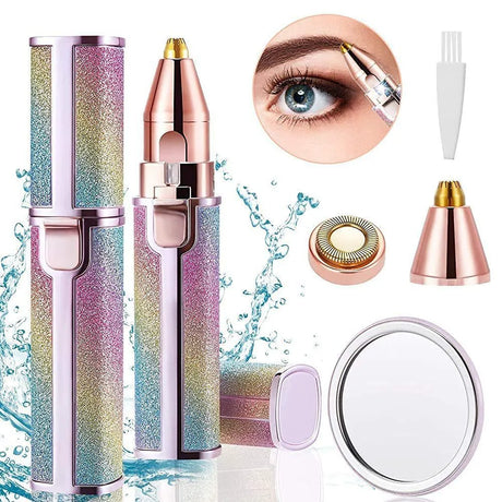 2 in 1 Painless Eyebrow Trimmer, Shaver With LED Light, Rechargeable Hair Remover Trimmer For Women